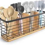 Kitchen Utensil Holder, Large Cooking Utensils Holder for Countertop Cooking Tools Storage Organizer Set 4 Compartments Large Utensil Caddy for Kitchen Decor
